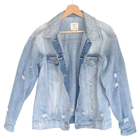 Bridge By Gly For Buckle Distressed Washed Denim Jacket Size XS - Picture 3 of 8